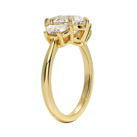 1 TO 5 CT Half Moon Three Stone Pear Cut Lab Grown Diamond Engagement Ring in 10K/14K/18K White Gold | Pooja Diamond | IGI Certified Lab Diamond