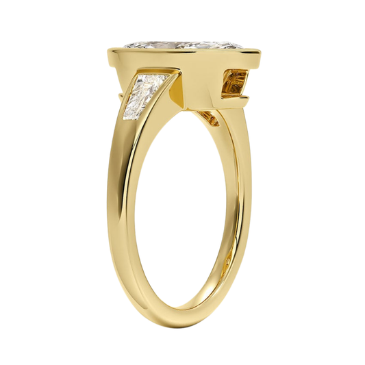1 TO 5 CT Hayes Marquise Cut Lab Grown Diamond Three Stone Ring with Baguette Side Diamonds in 10K / 14K / 18K Gold | Pooja Diamond | IGI Certified Lab Diamond