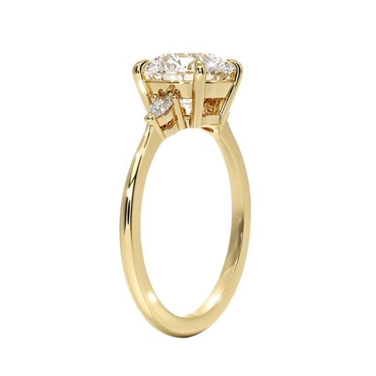 1 To 5 CT Aria Round Cut Three Stone Lab Grown Diamond Ring in 10K/14K/18K Gold | Pooja Diamond | IGI Certified Lab Diamond