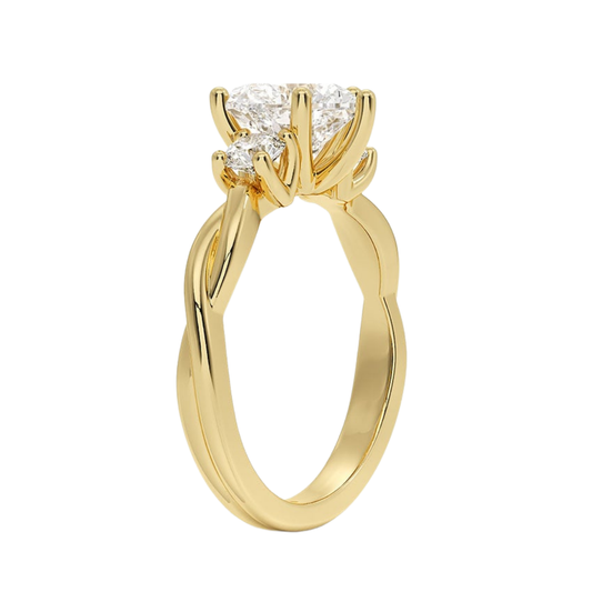 1 TO 5 CT Twisted Vine Three Stone Heart Cut Lab-Grown Diamond Ring in 10K/14K/18K Gold | Pooja Diamond | IGI Certified Lab Diamond