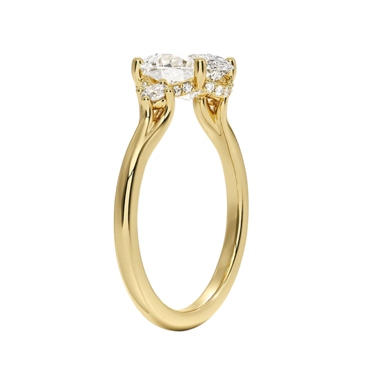 1 TO 5 CT Floating Three Stone Oval Cut Lab Grown Diamond Engagement Ring in 10K/14K/18K Gold | Pooja Diamond | IGI Certified Lab Diamond