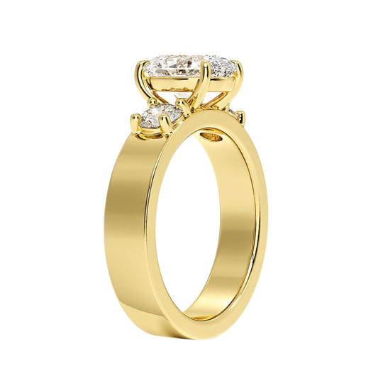 1 To 5 CT Peyton Oval Cut Lab Grown Diamond Three Stone Engagement Ring in 10K / 14K / 18K Gold | Pooja Diamond | IGI Certified Lab Diamond