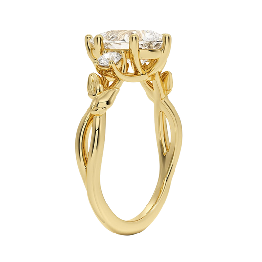 1 To 5 CT Budding Willow Three Stone Pear Cut Lab Grown Diamond Ring in 10K/14K/18K Gold | Pooja Diamond | IGI Certified Lab Diamond