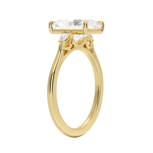 1 TO 5 Ct Aria Perfect Fit Radiant Cut Three Stone Lab Grown Diamond Ring in 10K/14K/18K Gold | Pooja Diamond | IGI Certified Lab Diamond