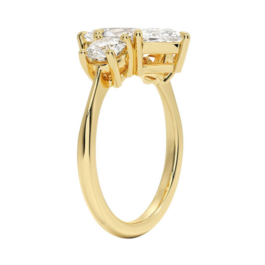 1 To 5 Ct Luxe Selene Three Stone Marquise Cut Lab Grown Diamond Engagement Ring in 10K/14K/18K Gold | Pooja Diamond | IGI Certified Lab Diamond