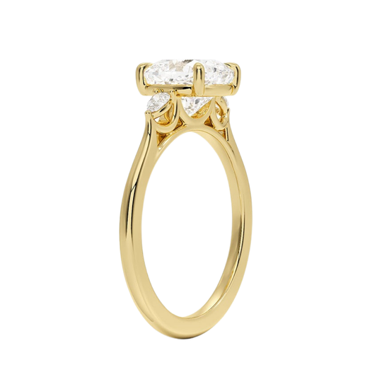 1 TO 5 Ct Aria Perfect Fit Cushion Cut Three Stone Lab Grown Diamond Ring in 10K/14K/18K Gold | Pooja Diamond | IGI Certified Lab Diamond