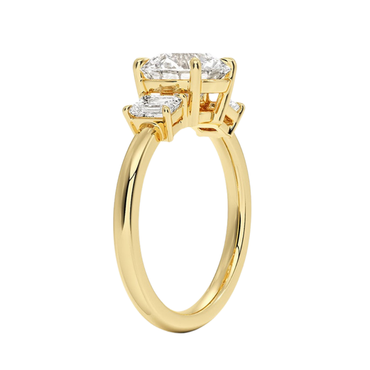 1 TO 5 Ct Rhiannon Round Cut Three Stone Lab-Grown Diamond Ring in 10K/14K/18K Gold | Pooja Diamond | IGI Certified Lab Diamond