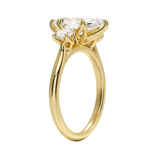 1 TO 5 CT Elodie Marquise Cut Lab Grown Diamond Three Stone Engagement Ring in 10K / 14K / 18K Gold | Pooja Diamond | IGI Certified Lab Diamond
