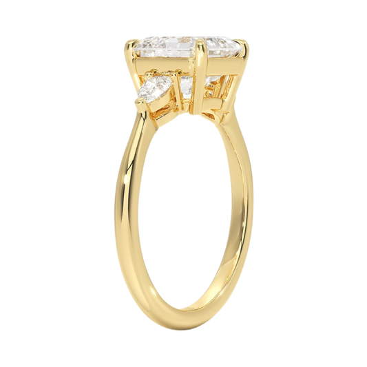 1 To 5 CT Petite Opera Asscher Cut Three Stone Lab-Grown Diamond Ring with Pear Side Stones in 10K/14K/18K Gold | Pooja Diamond | IGI Certified Lab Diamond