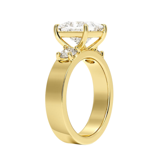 1 To 5 CT Peyton Princess Cut Lab Grown Diamond Three Stone Engagement Ring in 10K / 14K / 18K Gold | Pooja Diamond | IGI Certified Lab Diamond