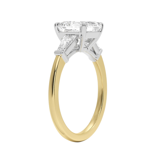 1 To 5 Ct Mixed Metal Symphony Asscher Cut Lab Grown Diamond Three Stone Ring in 10K/14K/18K Gold | Pooja Diamond | IGI Certified Lab Diamond