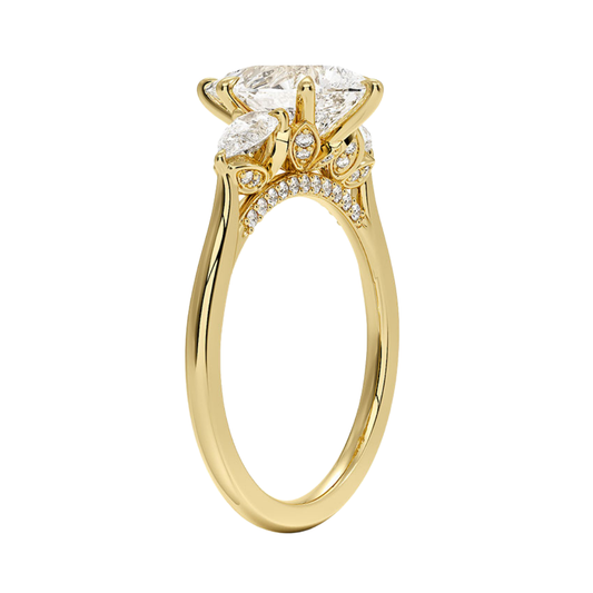 1 TO 5 Ct Petal Pear Three Stone Lab-Grown Diamond Ring in 10K/14K/18K Gold | Pooja Diamond | IGI Certified Lab Diamond