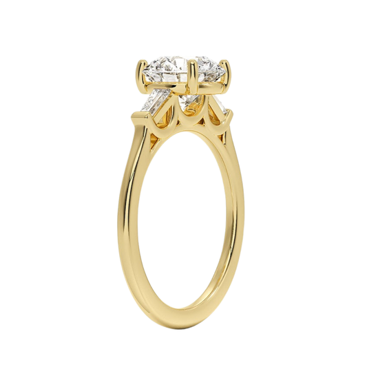 1 TO 5 Ct Perfect Fit Round & Tapered Baguette Lab-Grown Diamond Ring in 10K/14K/18K Gold | Pooja Diamond | IGI Certified Lab Diamond