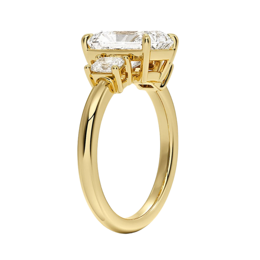 1 TO 5 Ct Helena Radiant Cut Three Stone Lab Grown Diamond Engagement Ring in 10K / 14K / 18K Gold | Elegant Three Stone Diamond Ring | Pooja Diamond | IGI Certified Lab Diamond