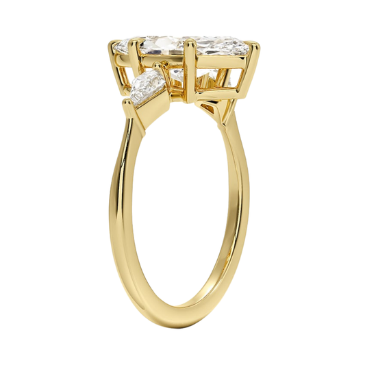 1 TO 5 Ct Luxe Cometa Three Stone Marquise Cut Lab Grown Diamond Engagement Ring in 10K / 14K / 18K Gold | Pooja Diamond | IGI Certified Lab Diamond