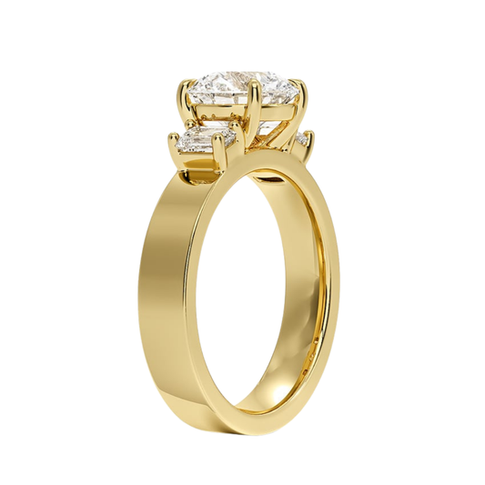 1 To 5 Ct Peyton Round Cut Lab Grown Diamond Three Stone Engagement Ring in 10K / 14K / 18K Gold | Pooja Diamond | IGI Certified Lab Diamond