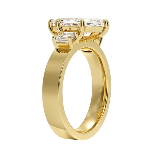 1 To 5 Ct Peyton Marquise Cut Lab Grown Diamond Three Stone Engagement Ring in 10K / 14K / 18K Gold | Pooja Diamond | IGI Certified Lab Diamond