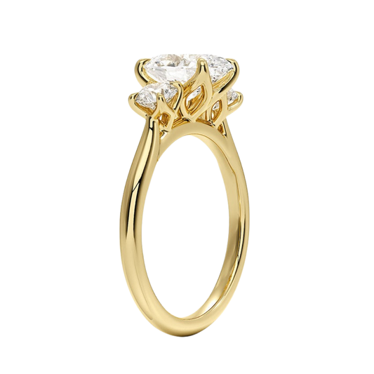 1 TO 5 CT Elodie Oval Cut Lab Grown Diamond Three Stone Engagement Ring in 10K / 14K / 18K Gold | Pooja Diamond | IGI Certified Lab Diamond