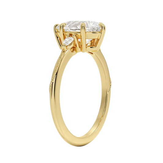 1 To 5 CT Camellia Pear Cut Three Stone Pear Lab Grown Diamond Ring in 10K/14K/18K Gold | Pooja Diamond | IGI Certified Lab Diamond