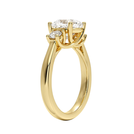 1 TO 5 Ct Petite Trellis Three Stone Cushion Cut Lab-Grown Diamond Ring in 10K/14K/18K Gold | Pooja Diamond | IGI Certified Lab Diamond