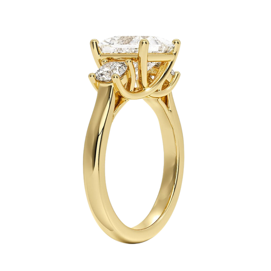 1 TO 5 Ct Petite Trellis Three Stone Princess Cut Lab-Grown Diamond Ring in 10K/14K/18K Gold | Pooja Diamond | IGI Certified Lab Diamond