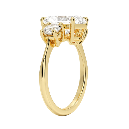 1 To 5 Ct Luxe Selene Three Stone Radiant Cut Lab Grown Diamond Engagement Ring in 10K/14K/18K Gold | Pooja Diamond | IGI Certified Lab Diamond