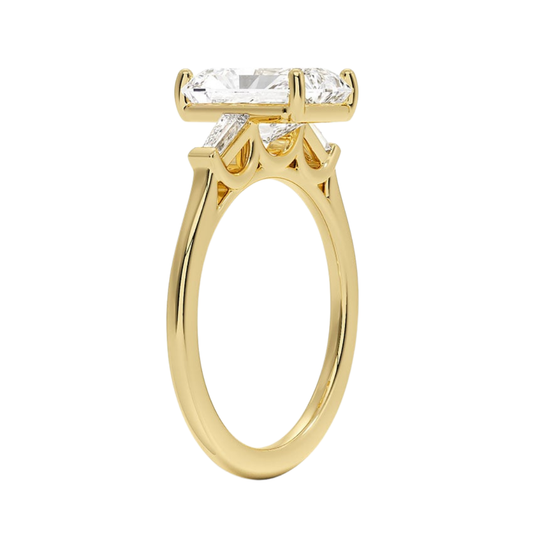 1 TO 5 Ct Perfect Fit Radiant & Tapered Baguette Lab-Grown Diamond Ring in 10K/14K/18K Gold | Pooja Diamond | IGI Certified Lab Diamond