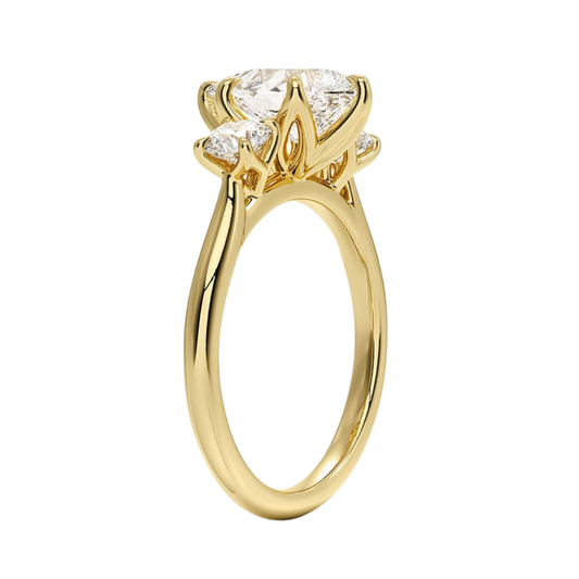 1 TO 5 CT Elodie Pear Cut Lab Grown Diamond Three Stone Engagement Ring in 10K / 14K / 18K Gold | Pooja Diamond | IGI Certified Lab Diamond