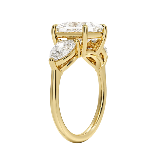 1 To 5 Ct Luxe Opera Three Stone Princess Cut Lab Grown Diamond Engagement Ring in 10K/14K/18K Gold | PoojaDiamond | IGI Certified Lab Diamond