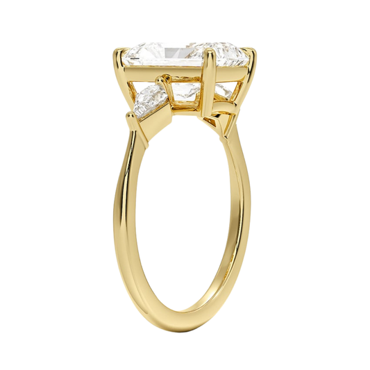 1 TO 5 Ct Luxe Cometa Three Stone Radiant Cut Lab Grown Diamond Engagement Ring in 10K / 14K / 18K Gold | Pooja Diamond | IGI Certified Lab Diamond