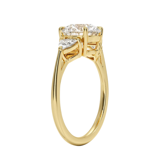 1 TO 5 CT Luxe Round & Trillion Three Stone Lab-Grown Diamond Ring in 10K/14K/18K Gold | Pooja Diamond | IGI Certified Lab Diamond