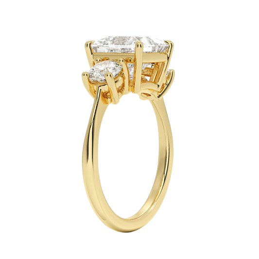 1 To 5 Ct Luxe Selene Three Stone Princess Cut Lab Grown Diamond Engagement Ring in 10K/14K/18K Gold | Pooja Diamond | IGI Certified Lab Diamond