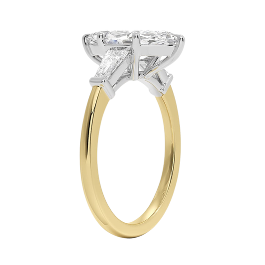 1 To 5 Ct Mixed Metal Symphony Marquise Cut Lab Grown Diamond Three Stone Ring in 10K/14K/18K Gold | Pooja Diamond | IGI Certified Lab Diamond