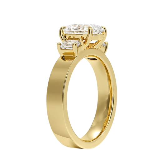 1 To 5 Ct Peyton Oval Cut Lab Grown Diamond Three Stone Engagement Ring in 10K / 14K / 18K Gold | Pooja Diamond | IGI Certified Lab Diamond