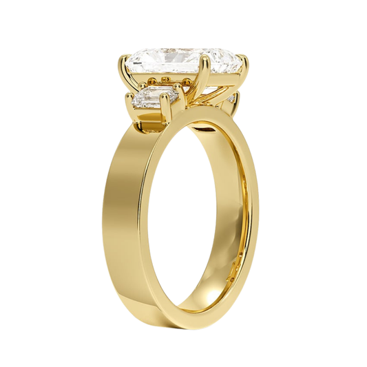 1 To 5 Ct Peyton Radiant Cut Lab Grown Diamond Three Stone Engagement Ring in 10K / 14K / 18K Gold | Pooja Diamond | IGI Certified Lab Diamond