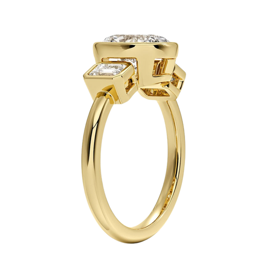 1 To 5 Ct Rhiannon Oval Bezel Three Stone Lab-Grown Diamond Ring in 10K/14K/18K Gold | Pooja Diamond | IGI Certified Lab Diamond