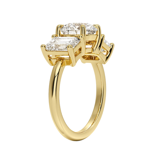 1 To 5 CT Luxe Rhiannon Three Stone Round Cut Lab Grown Diamond Engagement Ring in 10K/14K/18K Gold | Pooja Diamond | IGI Certified Lab Diamond