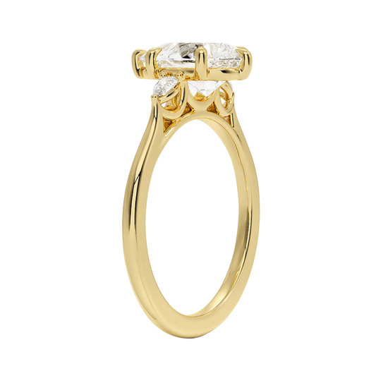 1 TO 5 Ct Aria Perfect Fit Pear Cut Three Stone Lab Grown Diamond Ring in 10K/14K/18K Gold | Pooja Diamond | IGI Certified Lab Diamond