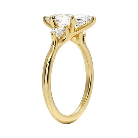 1 TO 5 CT Freesia Marquise Cut Lab Grown Diamond Three Stone Engagement Ring with Round Side Diamonds in 10K / 14K / 18K Gold | Pooja Diamond | IGI Certified Lab Diamond