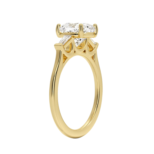 1 TO 5 Ct Perfect Fit Cushion & Tapered Baguette Lab-Grown Diamond Ring in 10K/14K/18K Gold | Pooja Diamond | IGI Certified Lab Diamond