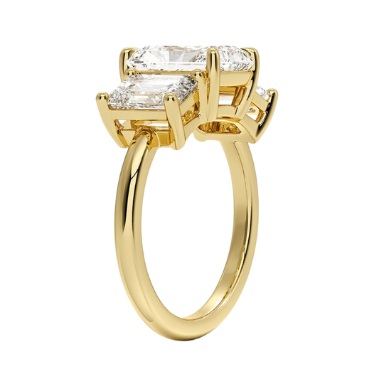 1 To 5 CT Luxe Rhiannon Three Stone Radiant Cut Lab Grown Diamond Engagement Ring in 10K/14K/18K Gold | Pooja Diamond | IGI Certified Lab Diamond