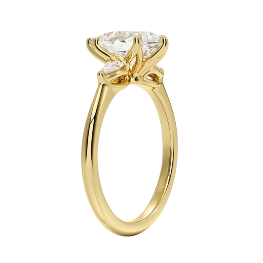 1 To 5 Ct Petite Fleur Pear Cut Three Stone Lab-Grown Diamond Ring in 10K/14K/18K Gold | Pooja Diamond | IGI Certified Lab Diamond