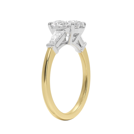 1 To 5 Ct Mixed Metal Symphony Oval Cut Lab Grown Diamond Three Stone Ring in 10K/14K/18K Gold | Pooja Diamond | IGI Certified Lab Diamond