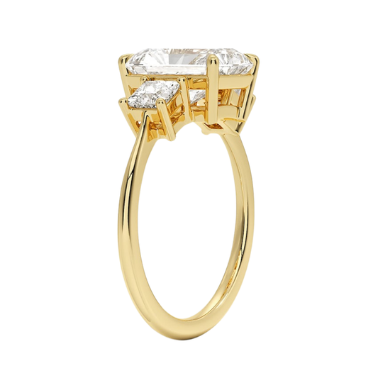 1 To 5 Ct Luxe Radiant & Princess Three Stone Lab-Grown Diamond Ring in 10K/14K/18K Gold | Pooja Diamond | IGI Certified Lab Diamond