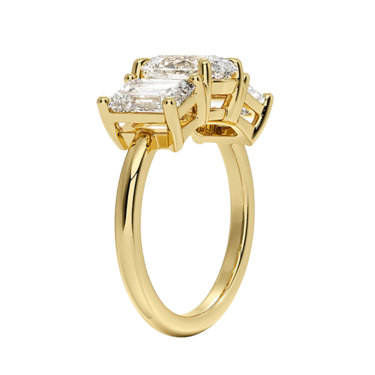 1 To 5 CT Luxe Rhiannon Three Stone Oval Cut Lab Grown Diamond Engagement Ring in 10K/14K/18K Gold | Pooja Diamond | IGI Certified Lab Diamond