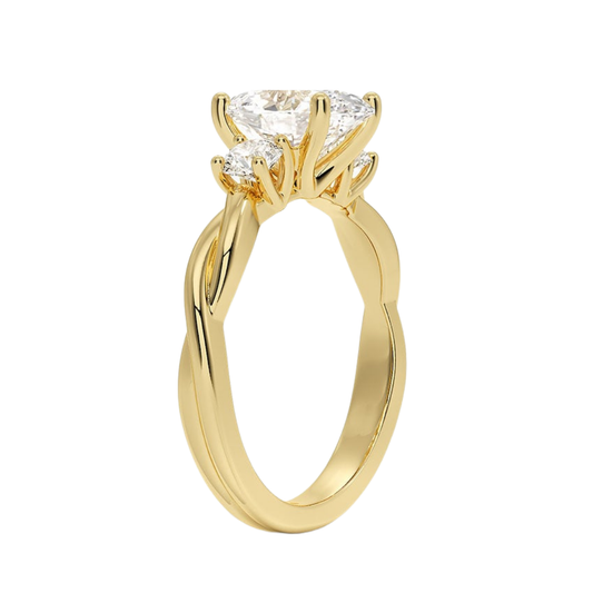1 TO 5 CT Twisted Vine Three Stone Oval Cut Lab-Grown Diamond Ring in 10K/14K/18K Gold | Pooja Diamond | IGI Certified Lab Diamond