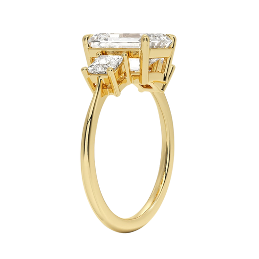 1 To 5 Ct Luxe Emerald & Princess Three Stone Lab-Grown Diamond Ring in 10K/14K/18K Gold | Pooja Diamond | IGI Certified Lab Diamond