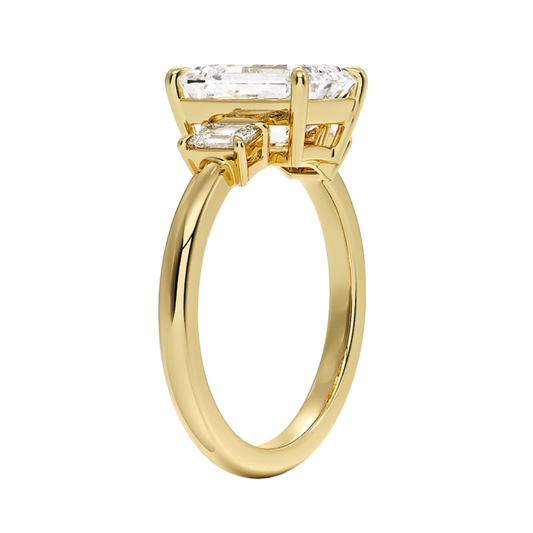 1 To 5 Ct Petite Rhiannon Emerald Cut Three Stone Lab-Grown Diamond Ring in 10K/14K/18K Gold | Pooja Diamond | IGI Certified Lab Diamond
