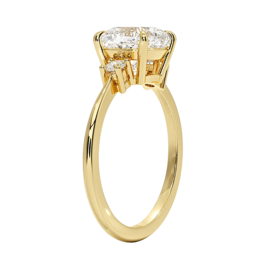 1 TO 5 CT Petite Selene Cushion Cut Three Stone Lab-Grown Diamond Ring in 10K/14K/18K Gold | Pooja Diamond | IGI Certified Lab Diamond