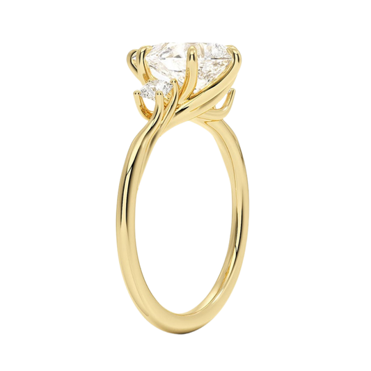 1 TO 5 Ct Delilah Pear Cut Lab Grown Diamond Three Stone Engagement Ring in 10K / 14K / 18K Gold | Pooja Diamond | IGI Certified Lab Diamond